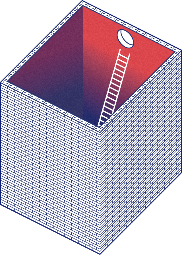 Illustration depicting a ladder emerging from a confined space