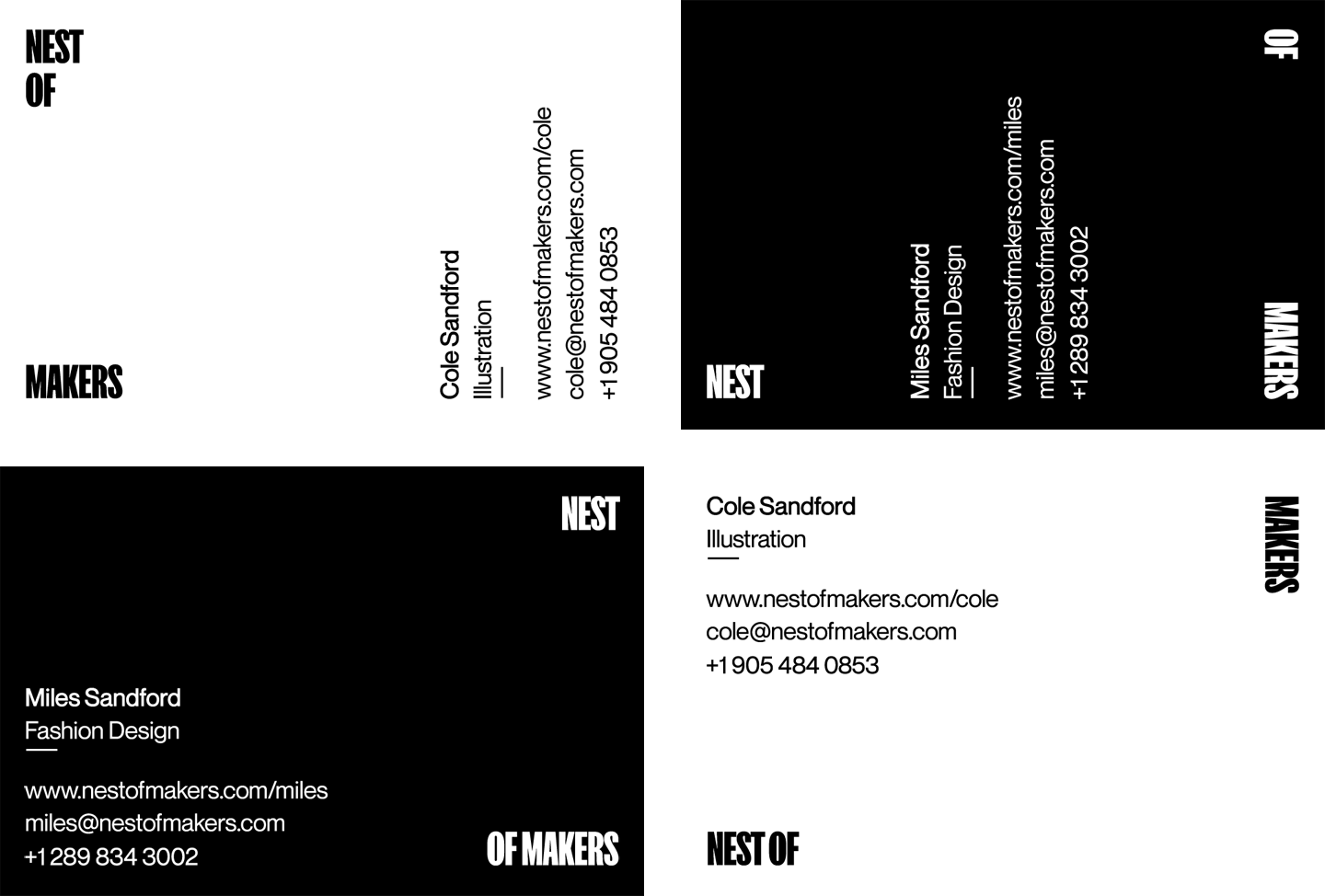 Business card variations