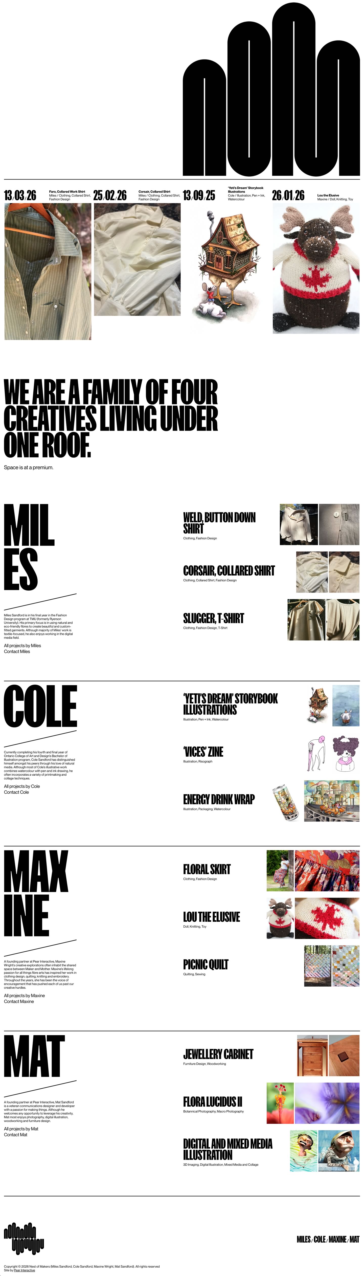 Capture of the full homepage from the Nest of Makers website