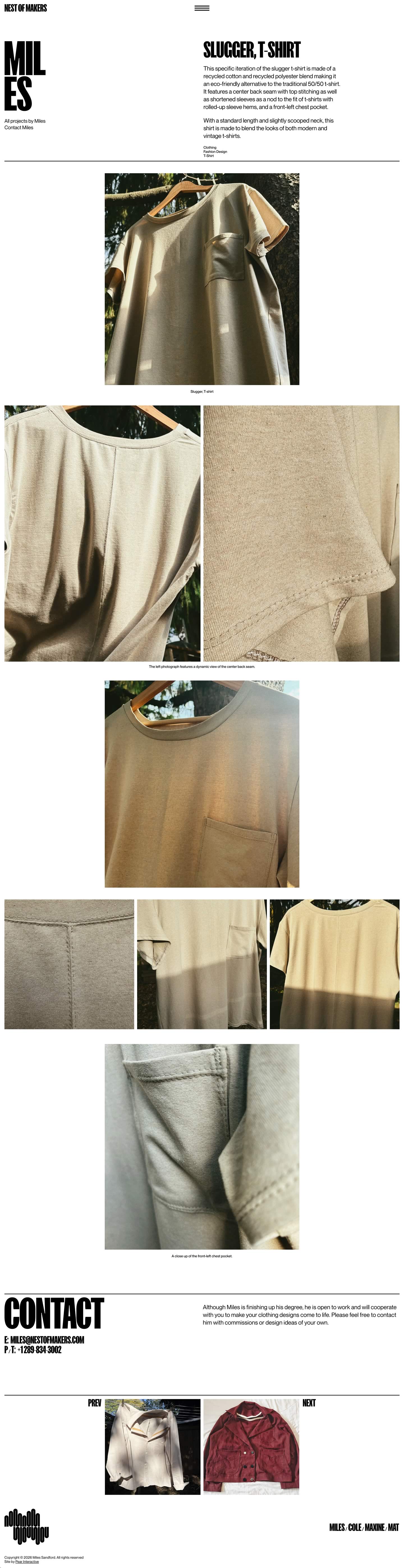 Capture of a full Miles Sandford project page from the Nest of Makers website