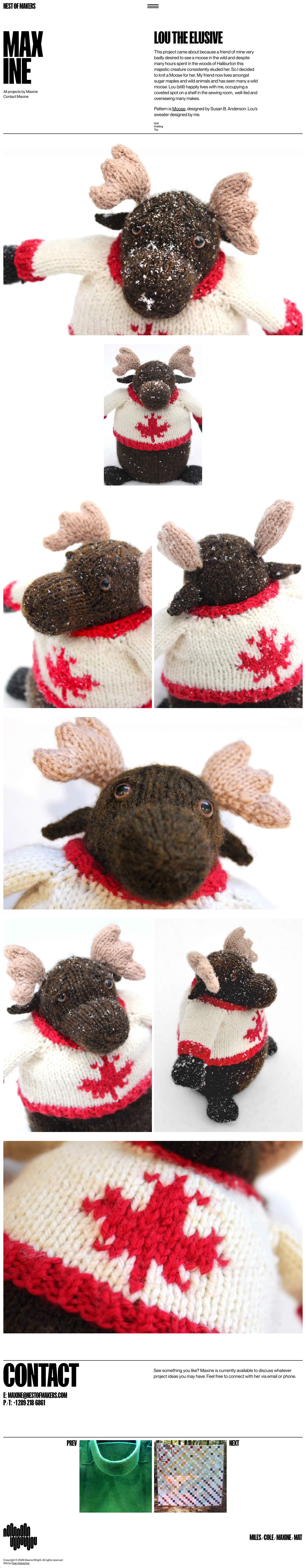 Capture of a full Maxine Wright project ppage from the Nest of Makers website