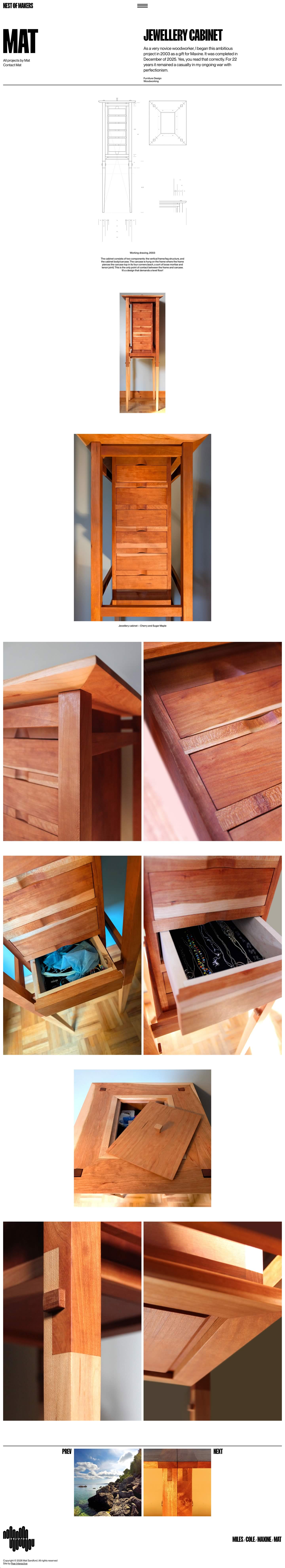 Capture of a full Mat Sandford project ppage from the Nest of Makers website