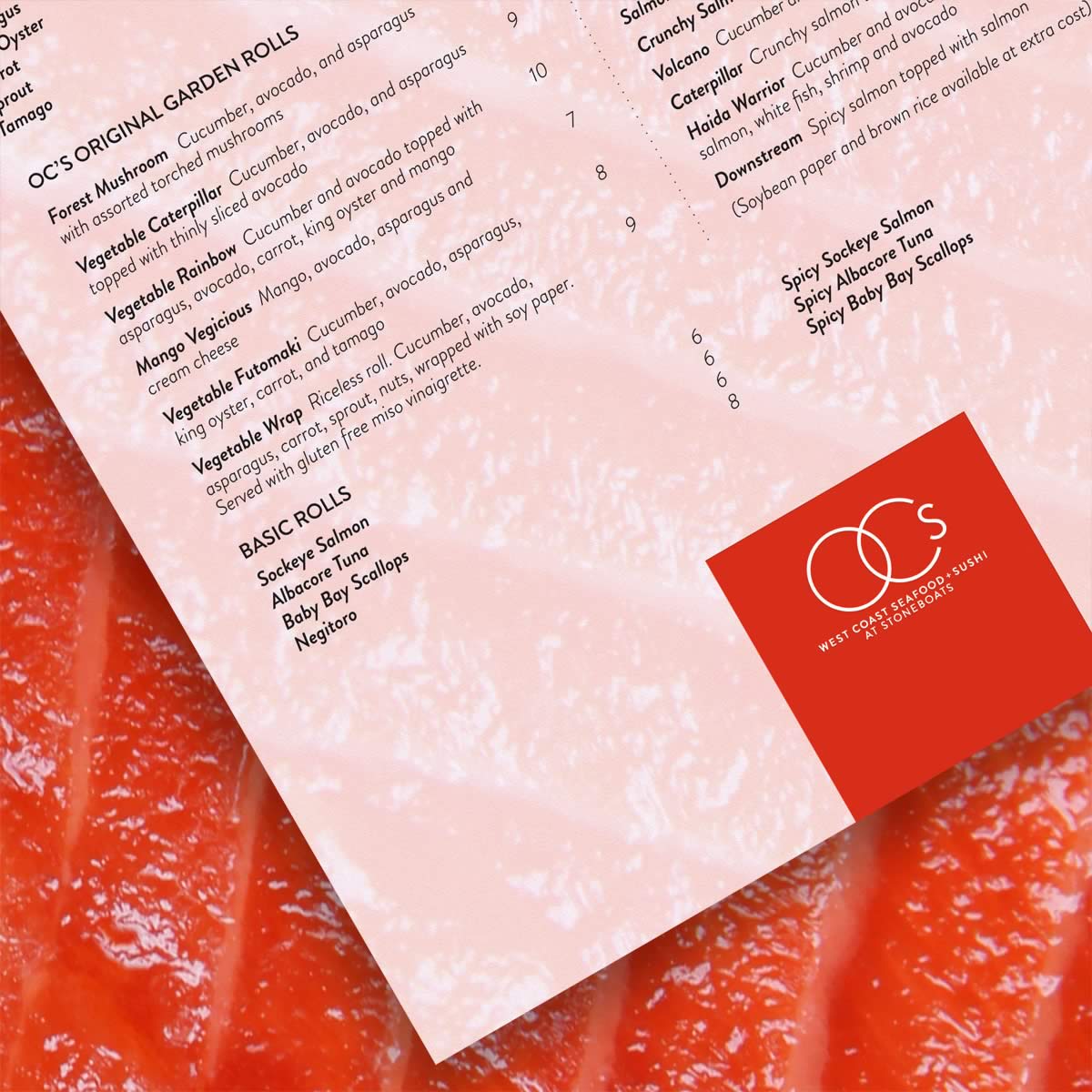 Photograph of the OC’s West Coast menu (first iteration)