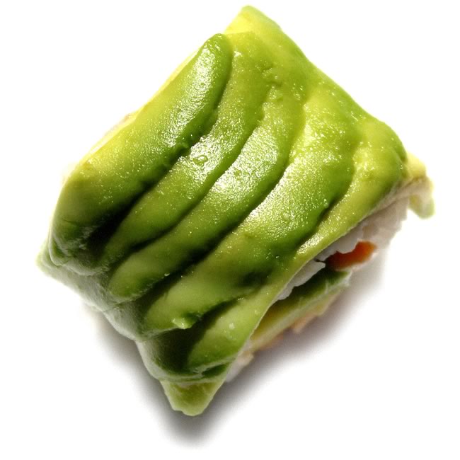 Closeup of a sushi roll
