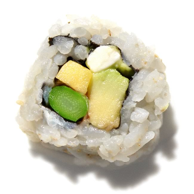 Closeup of a sushi roll