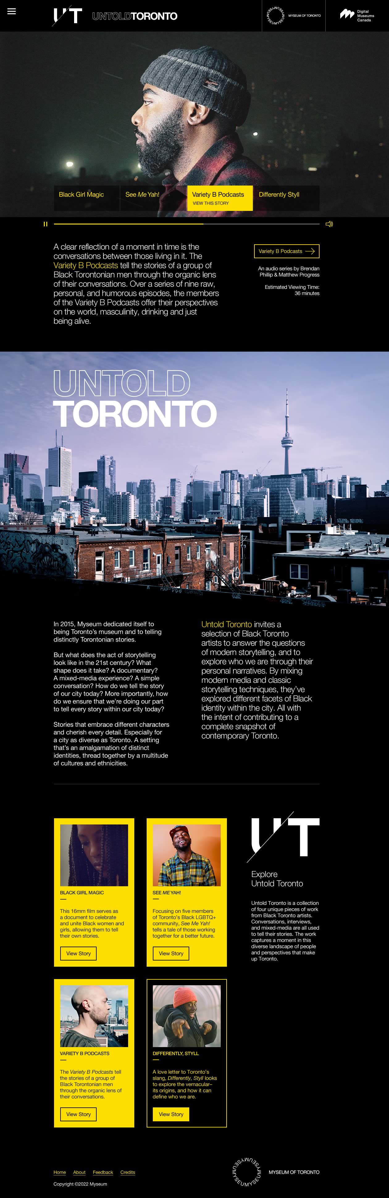 Capture of the full homepage from the Untold Toronto microsite