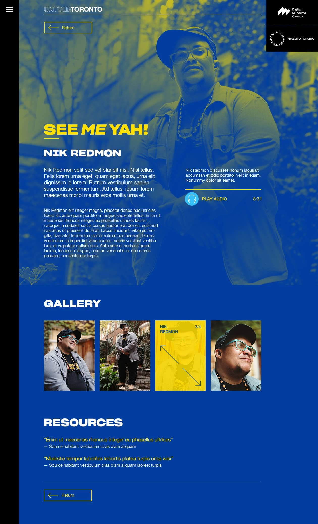 Capture of the full 'See Me Yah!' subpage from the Untold Toronto microsite